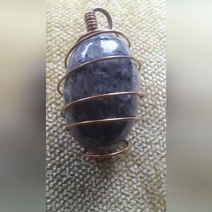 Artisan Wire-Wrapped Gray Stone Brooch